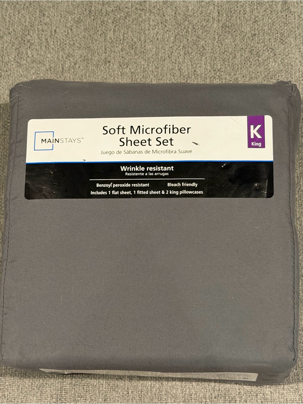 Mainstays King Sheet Set - Charcoal Gray